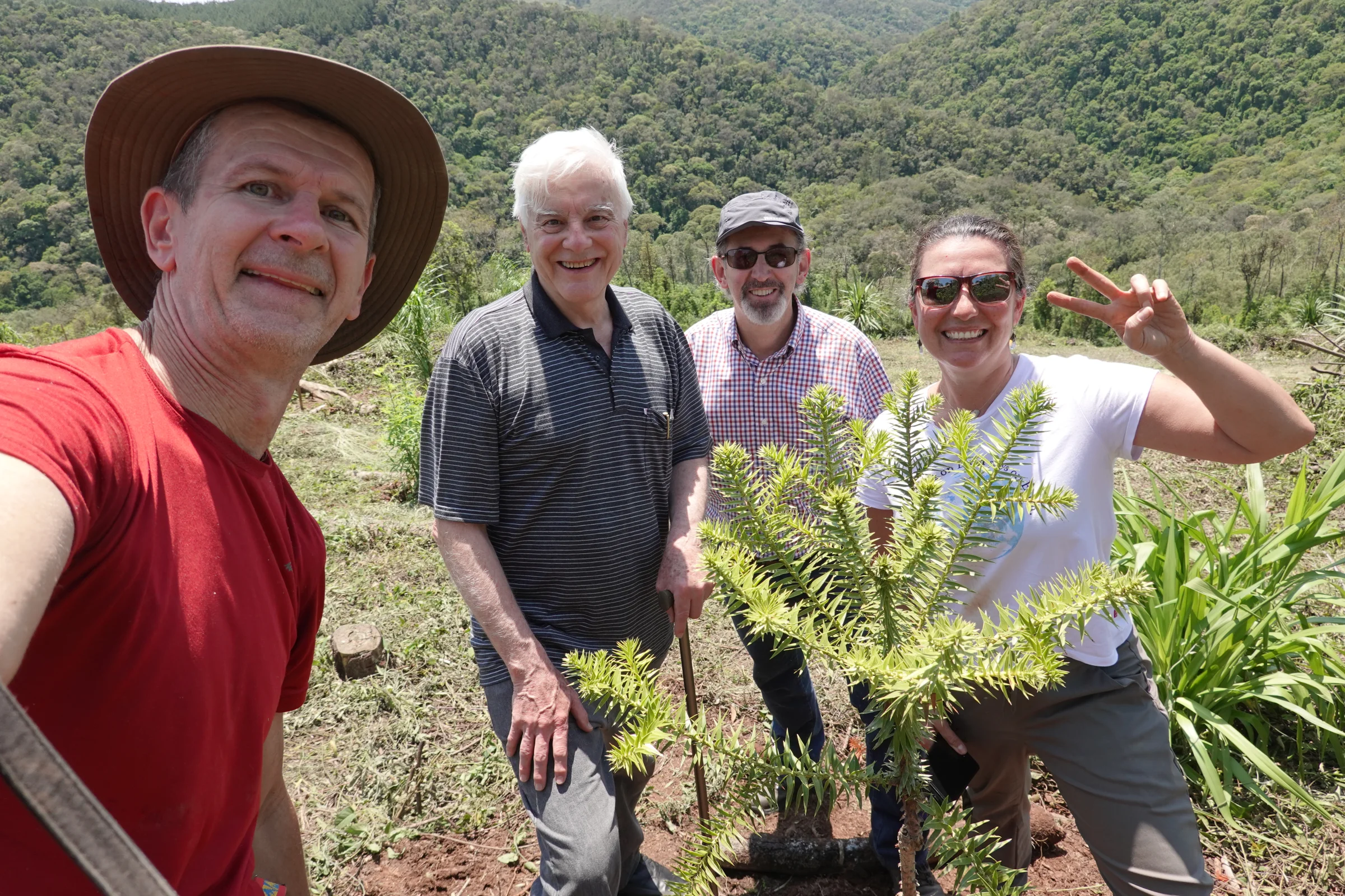 Selfie de grupo no plantio